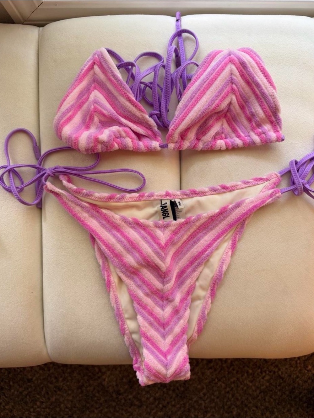 triangl swimwear Pink Chevron Tie-Side Triangle Bikini - Picture 2 of 2
